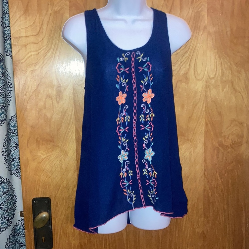 Royal Blue Embroidered Between Me & You Tank Top Size XS